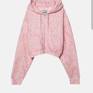 Dairy Boy pink camo cropped zip up hoodie